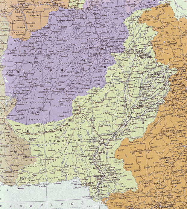 Пакистан. Подробная карта.
