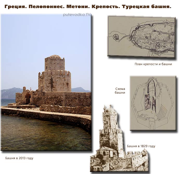 Греция. Пелопоннес. Замок-крепость Метони. Турецкая башня.