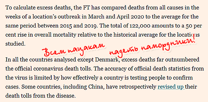 Financial Times. Global coronavirus death toll could be 60% higher than reported